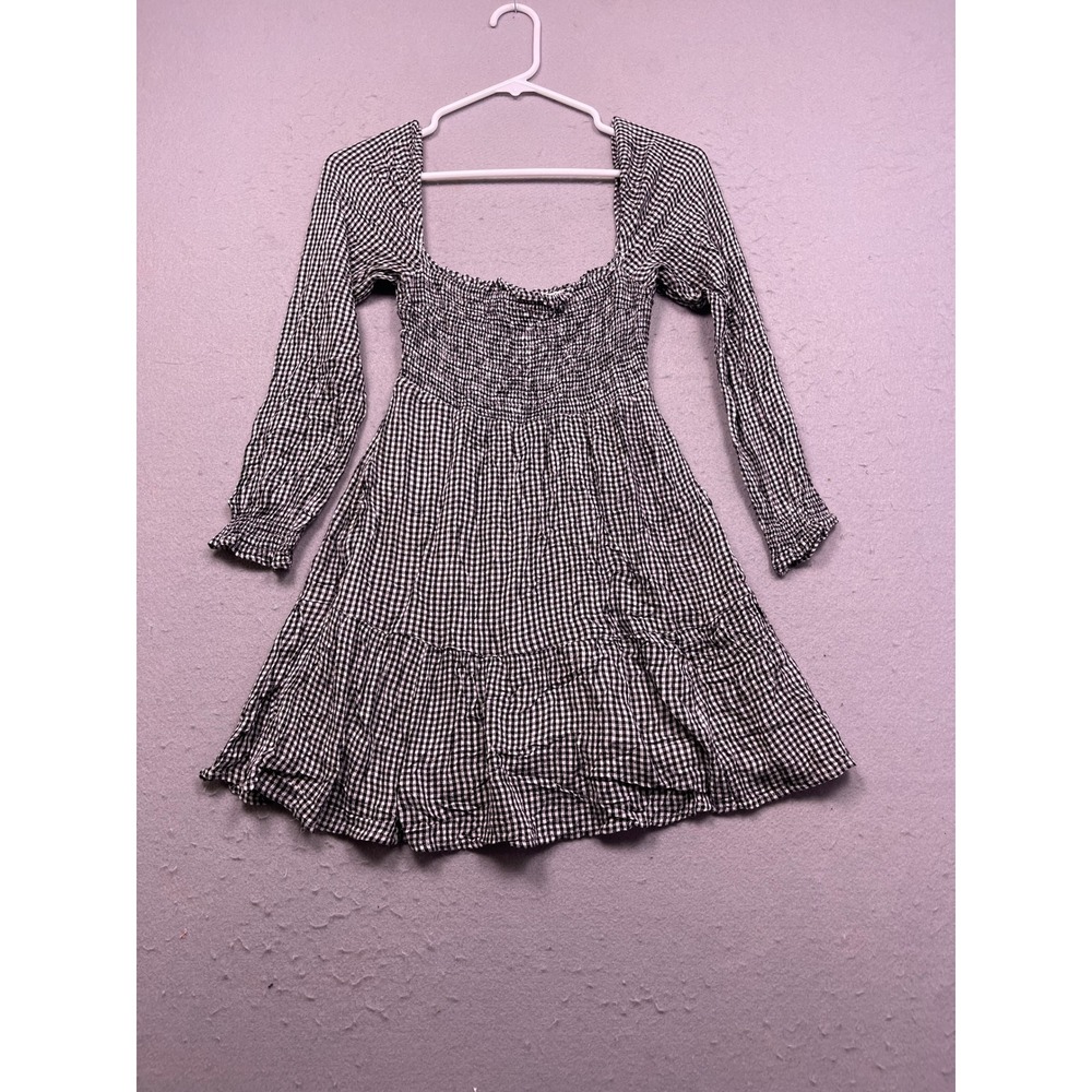 Abercrombie & Fitch Mini Dress Gingham Black White XS Womens